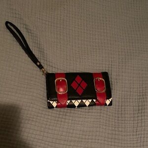 Black and Red Harley Quinn Wristlet